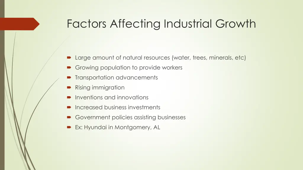 factors affecting industrial growth