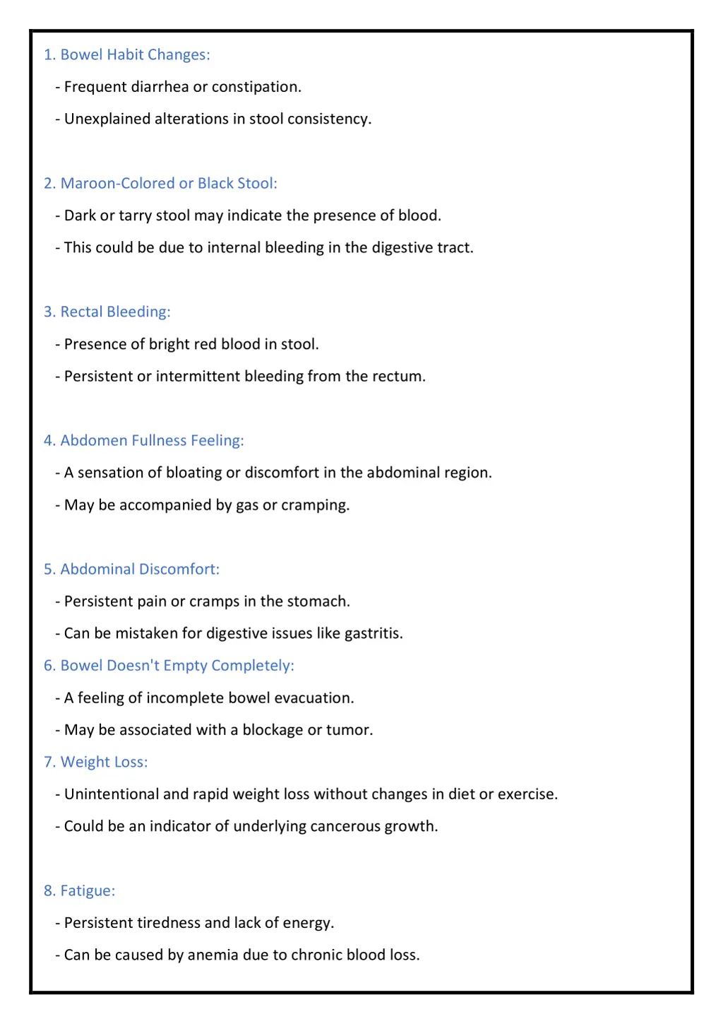 1 bowel habit changes