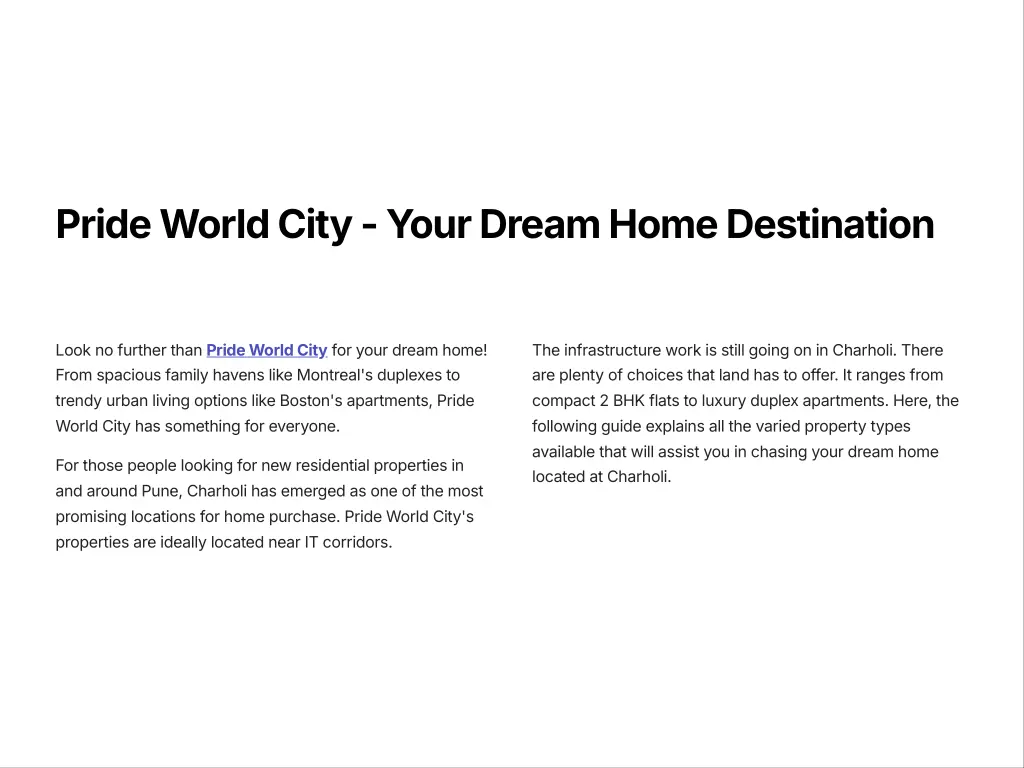 pride world city your dream home destination