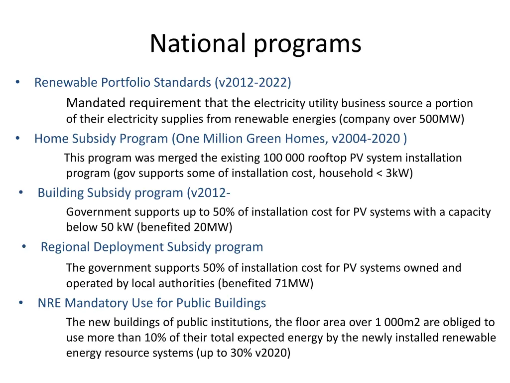 national programs