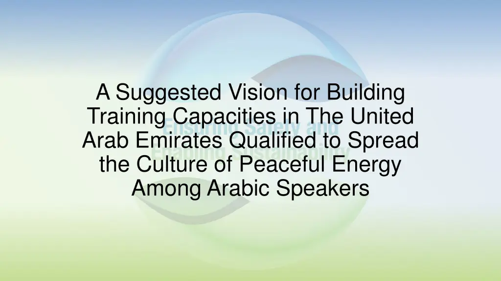 a suggested vision for building training