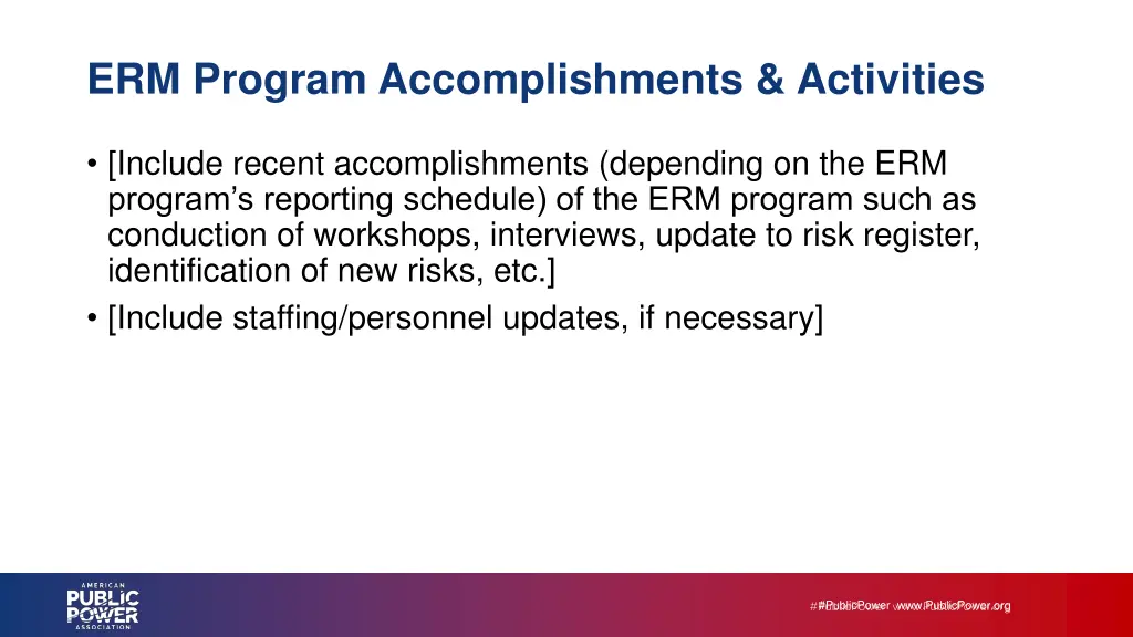 erm program accomplishments activities