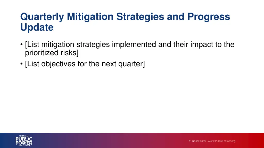quarterly mitigation strategies and progress