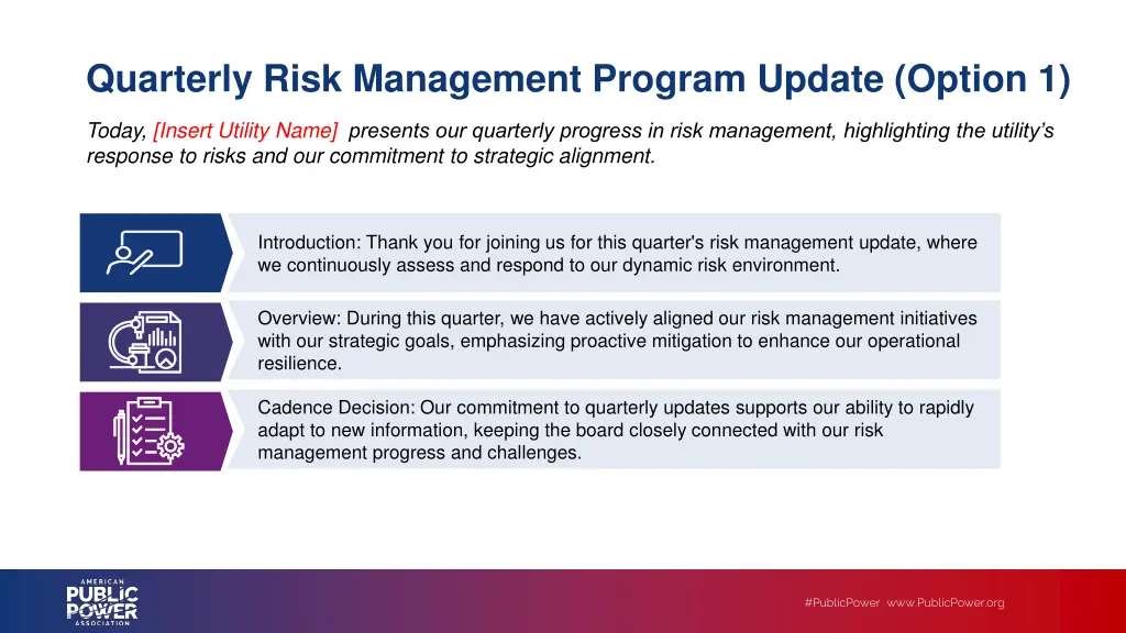 quarterly risk management program update option 1