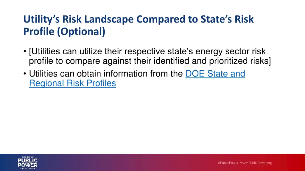 utility s risk landscape compared to state s risk