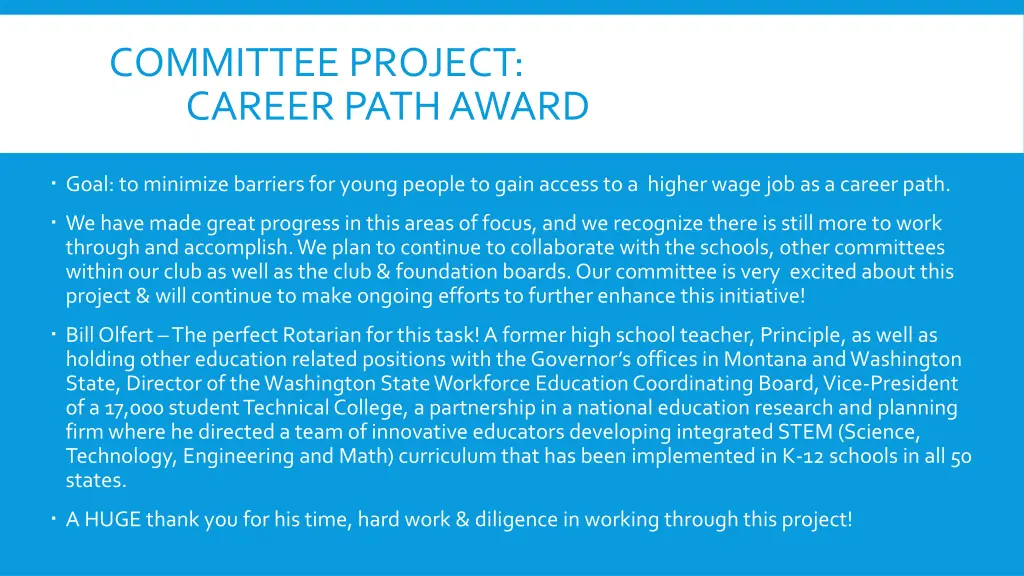 committee project career path award