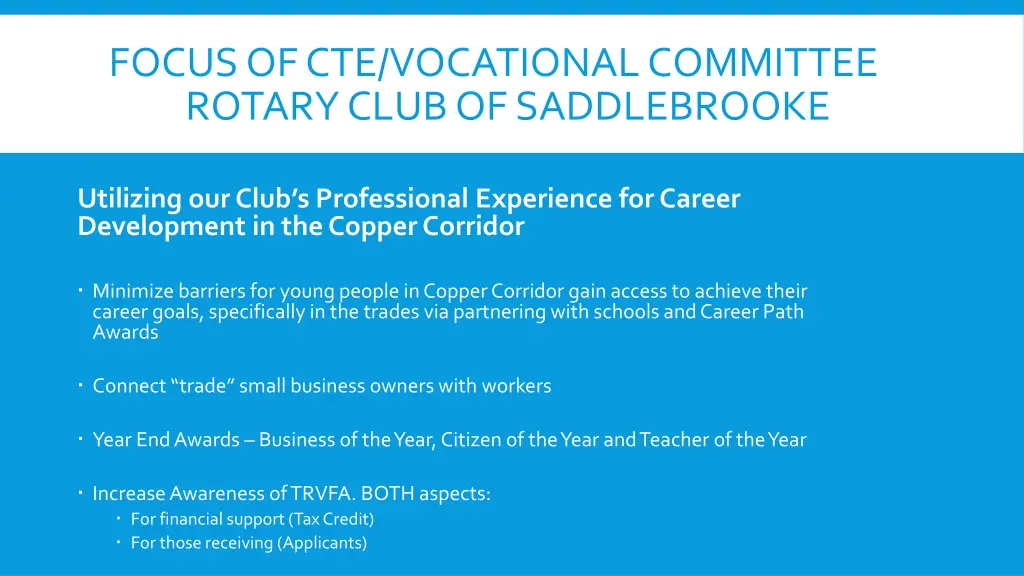 focus of cte vocational committee rotary club