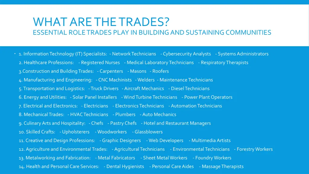 what are the trades essential role trades play