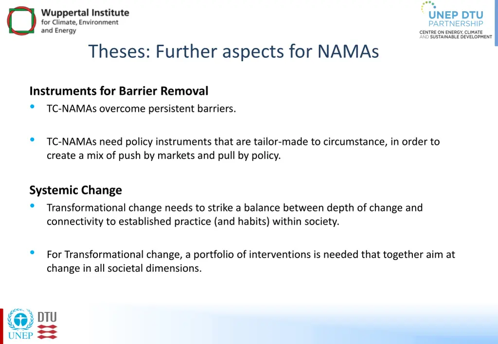 theses further aspects for namas