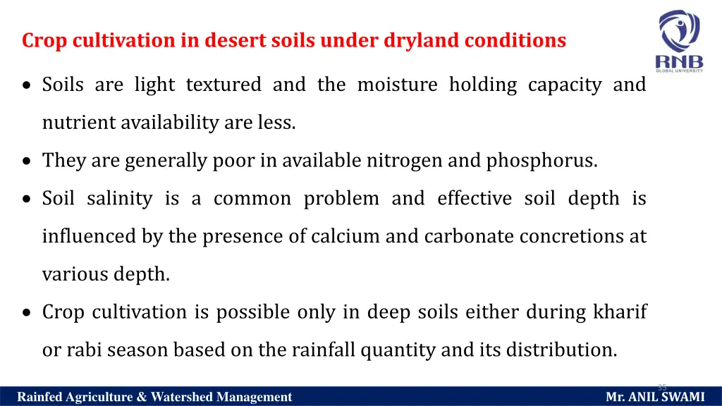 crop cultivation in desert soils under dryland