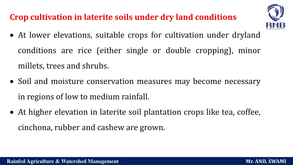 crop cultivation in laterite soils under dry land
