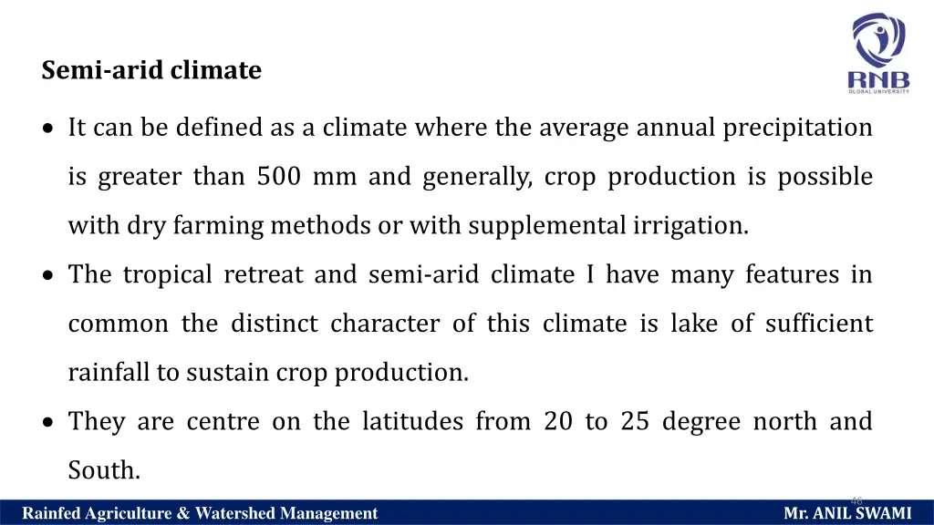 semi arid climate