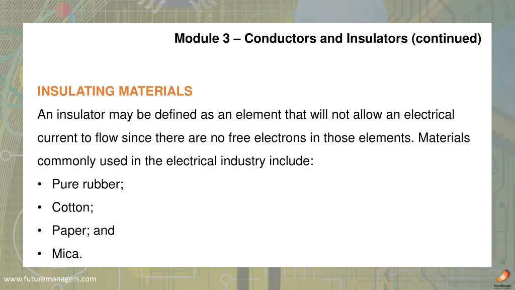 module 3 conductors and insulators continued 1