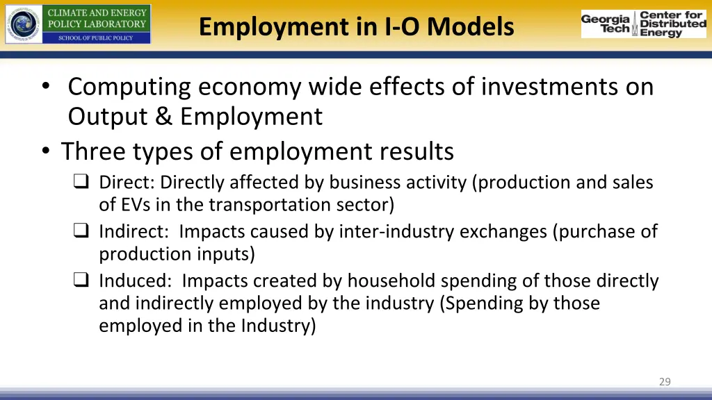 employment in i o models