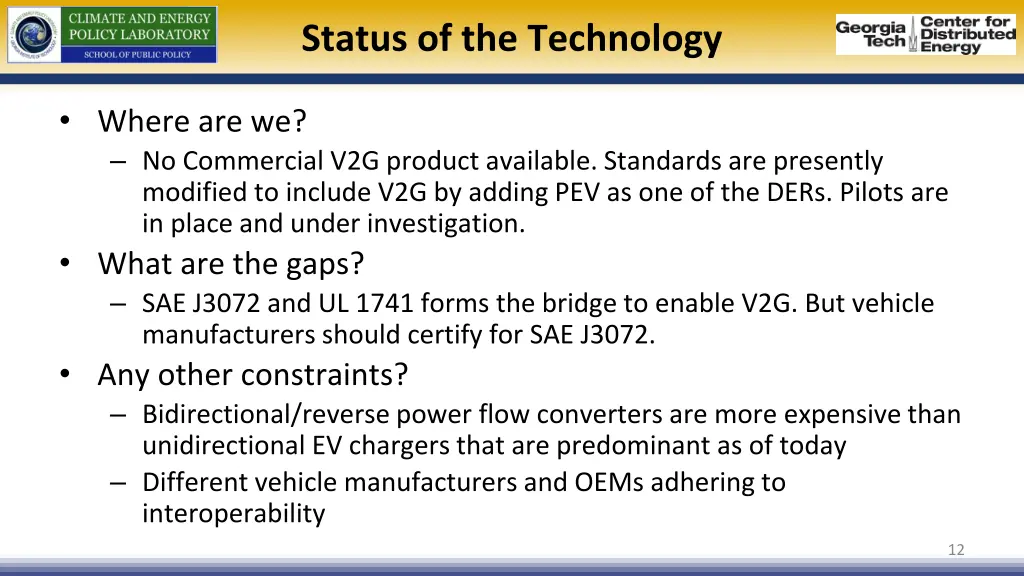 status of the technology