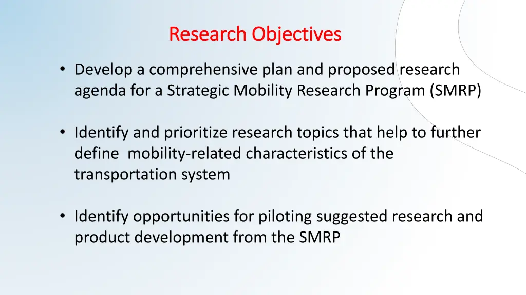 research objectives research objectives