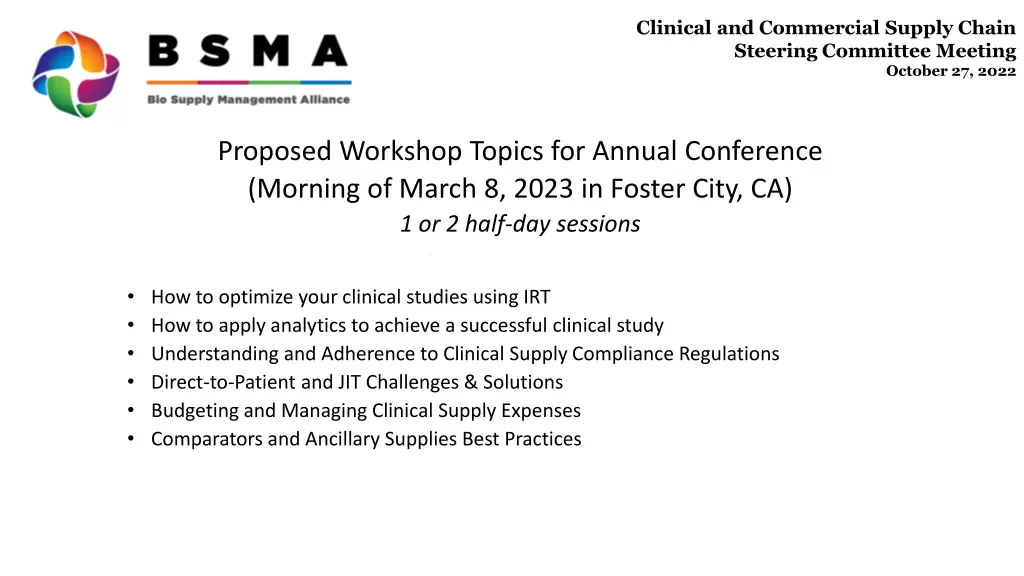 clinical and commercial supply chain steering 6