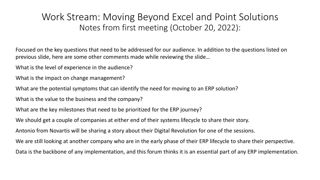 work stream moving beyond excel and point 2