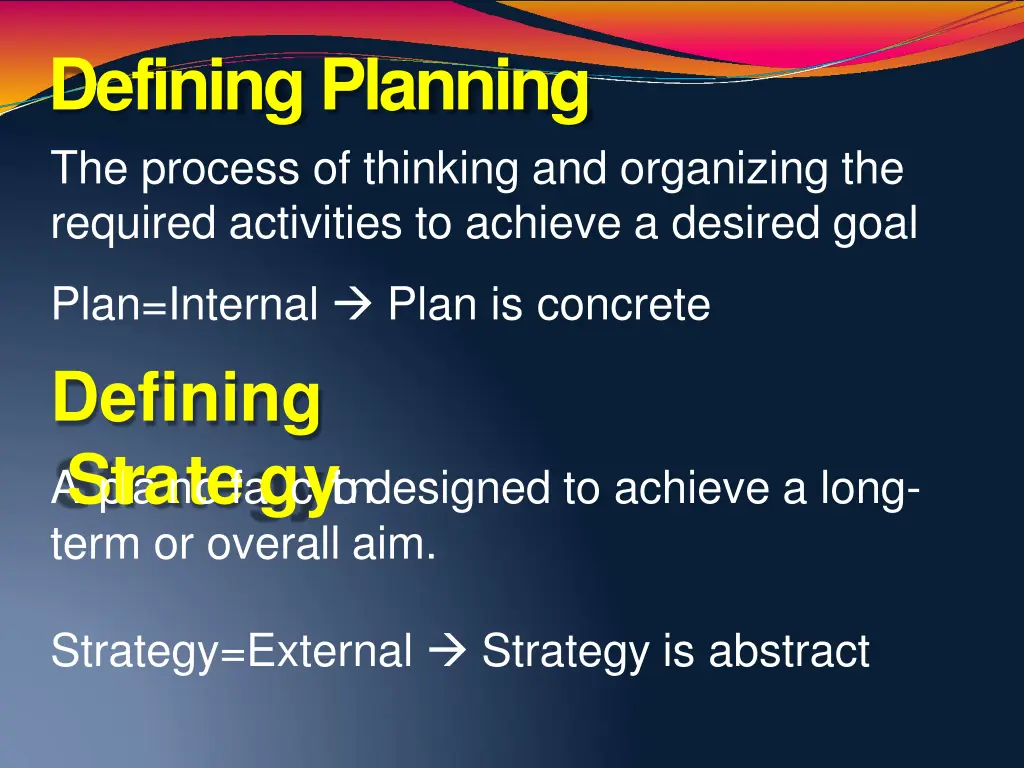 definingplanning the process of thinking