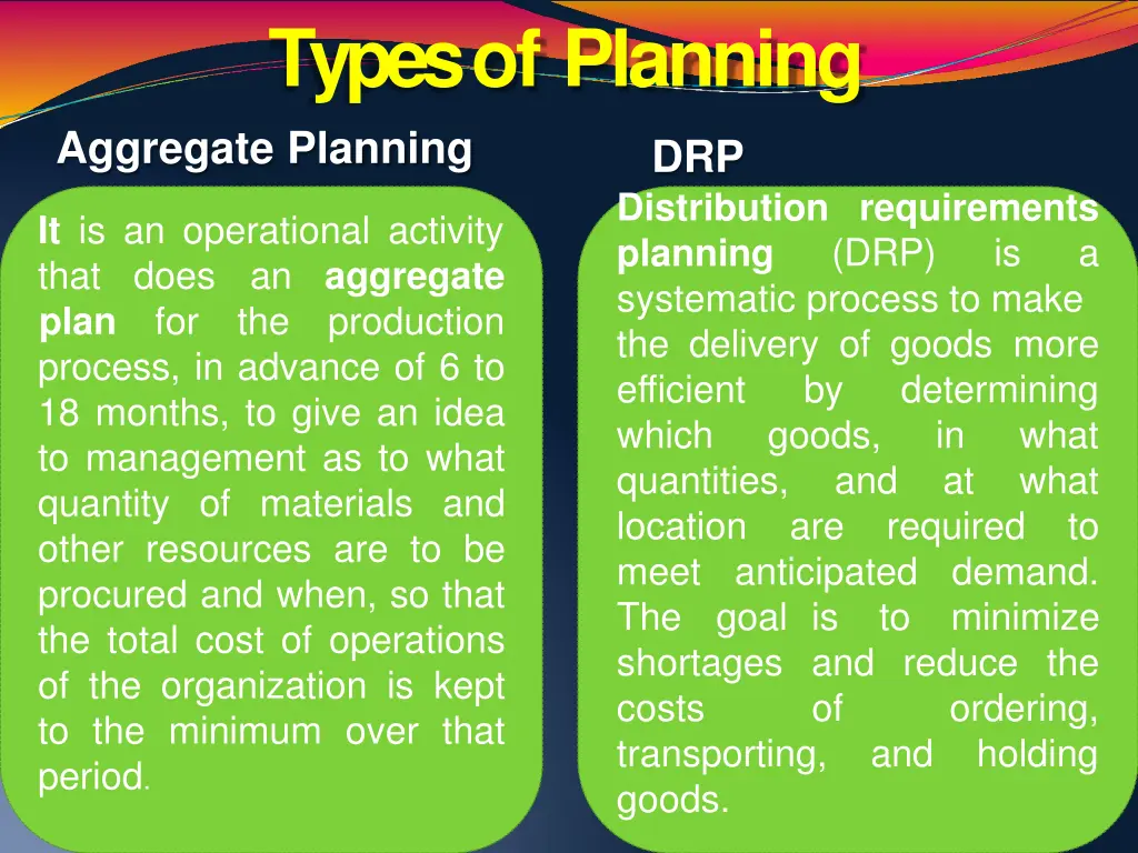 types of planning aggregate planning