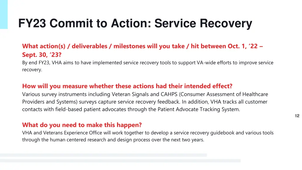 fy23 commit to action service recovery