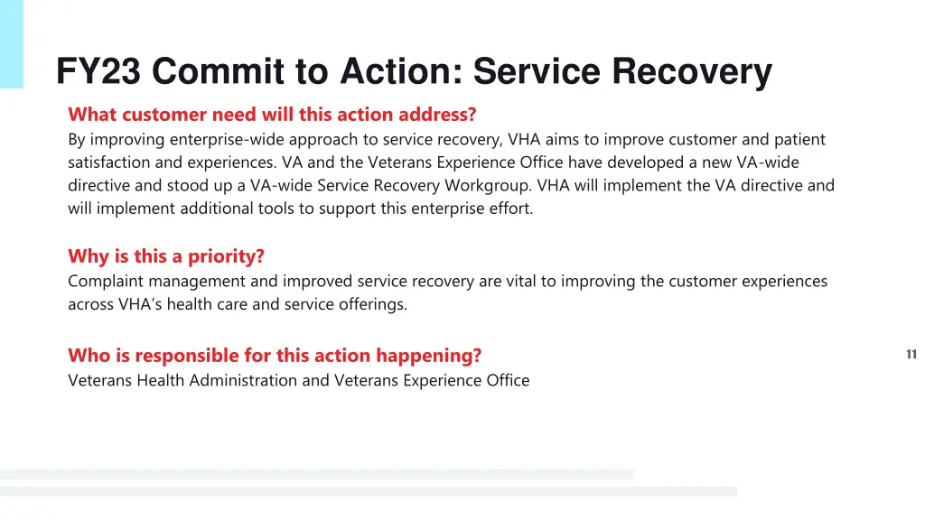 fy23 commit to action service recovery what
