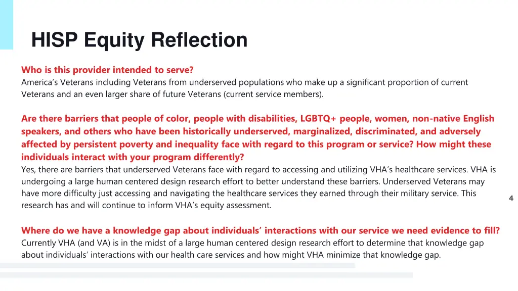hisp equity reflection