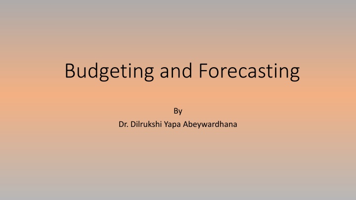 budgeting and forecasting