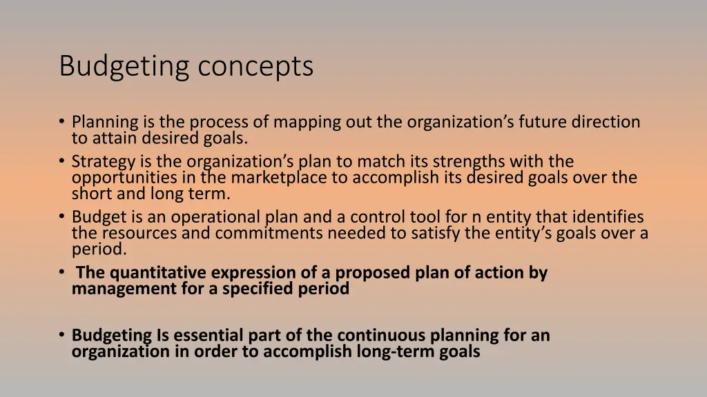 budgeting concepts