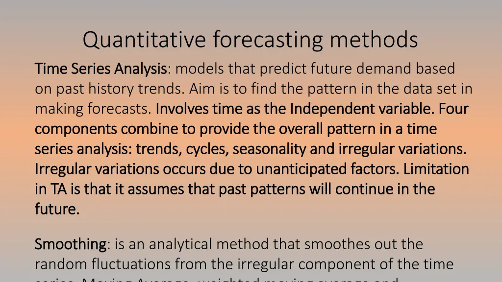quantitative forecasting methods time series
