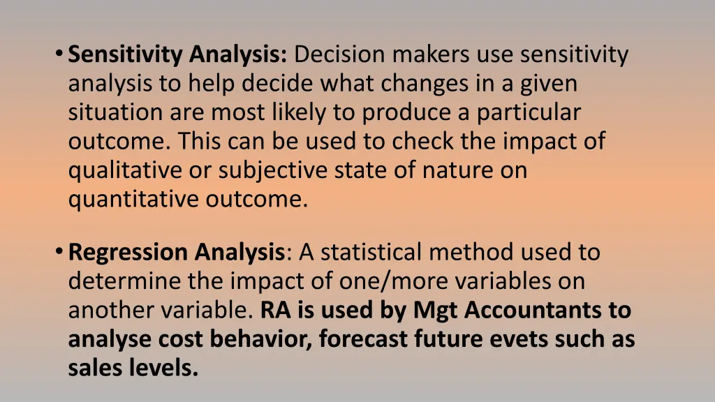 sensitivity analysis decision makers