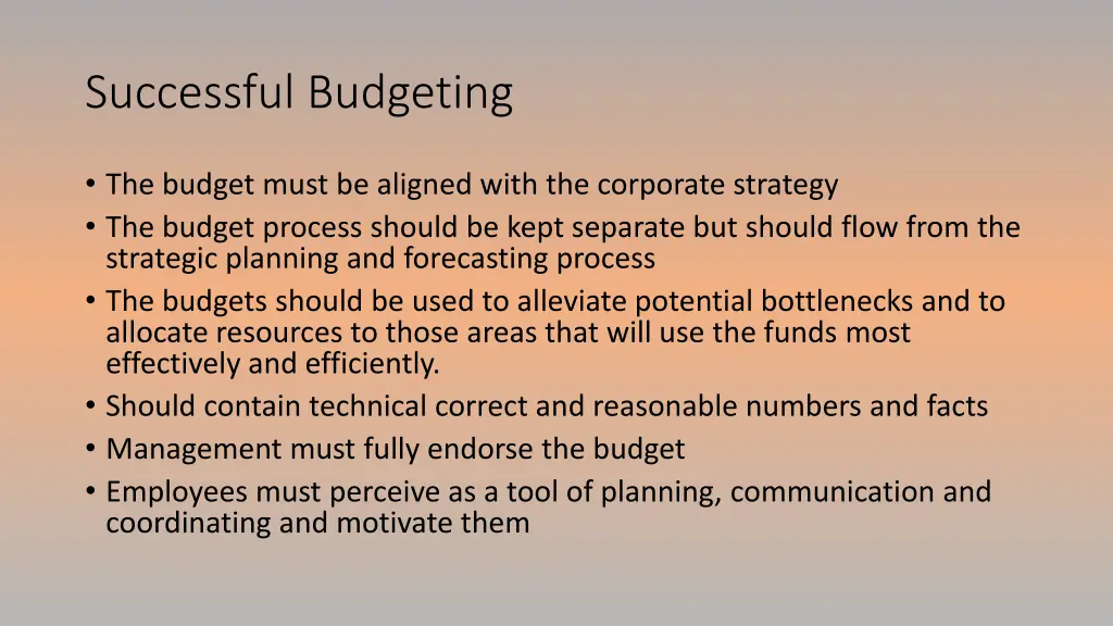 successful budgeting