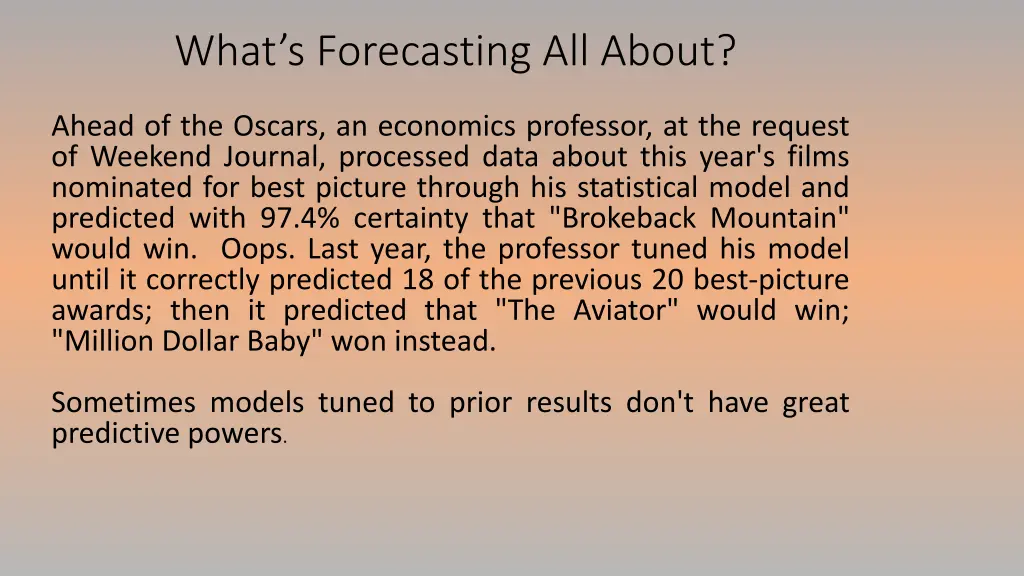 what s forecasting all about