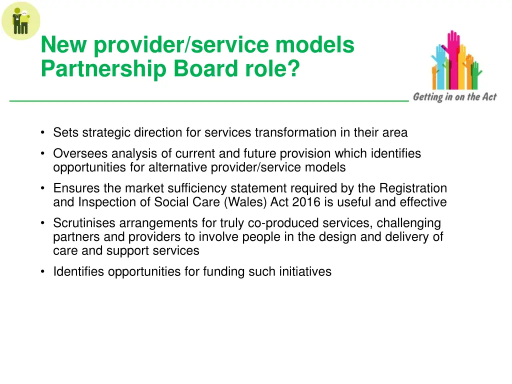 new provider service models partnership board role