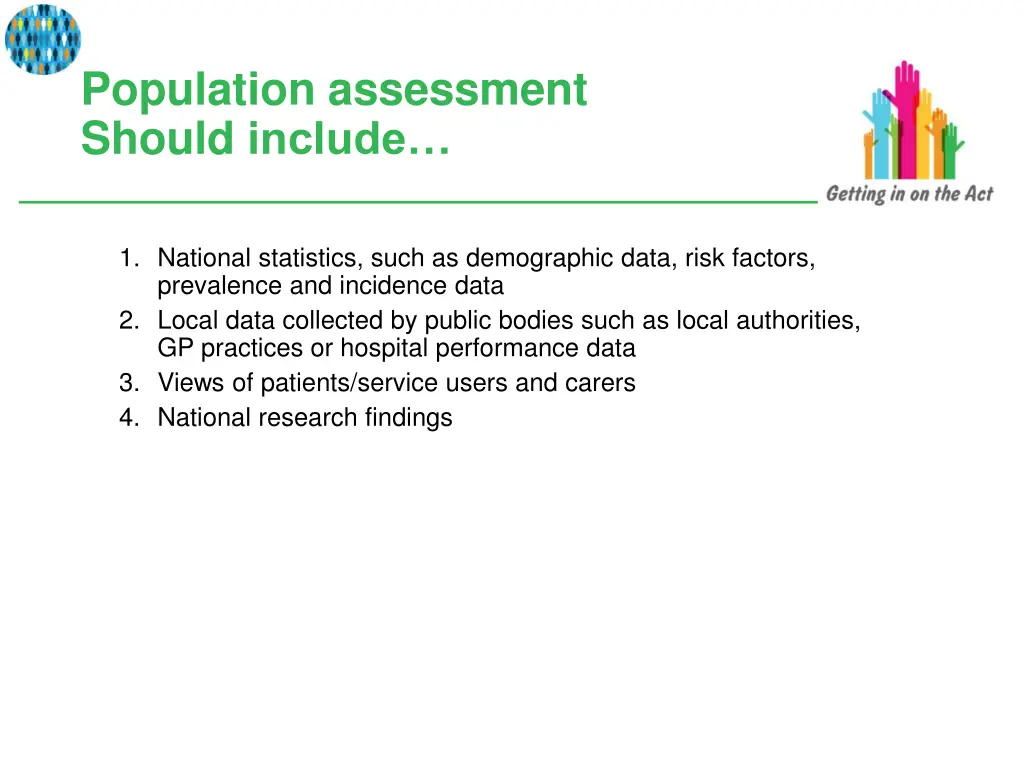population assessment should include
