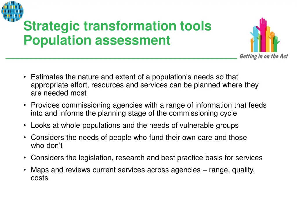 strategic transformation tools population