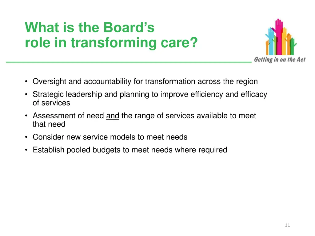 what is the board s role in transforming care