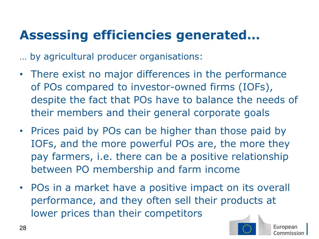 assessing efficiencies generated