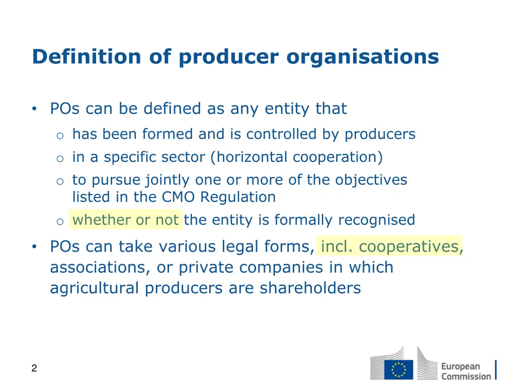 definition of producer organisations