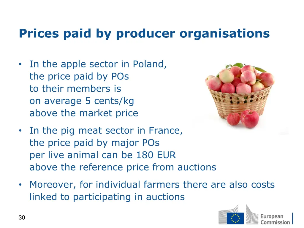 prices paid by producer organisations