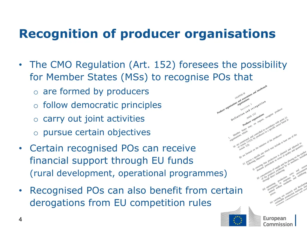 recognition of producer organisations