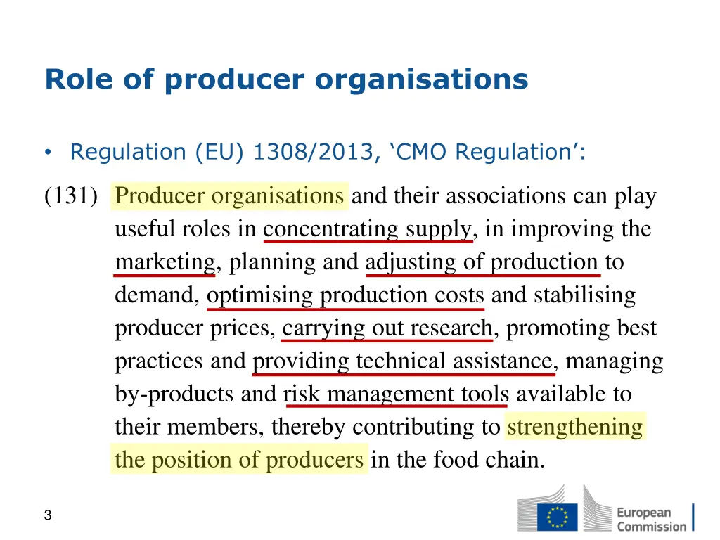 role of producer organisations