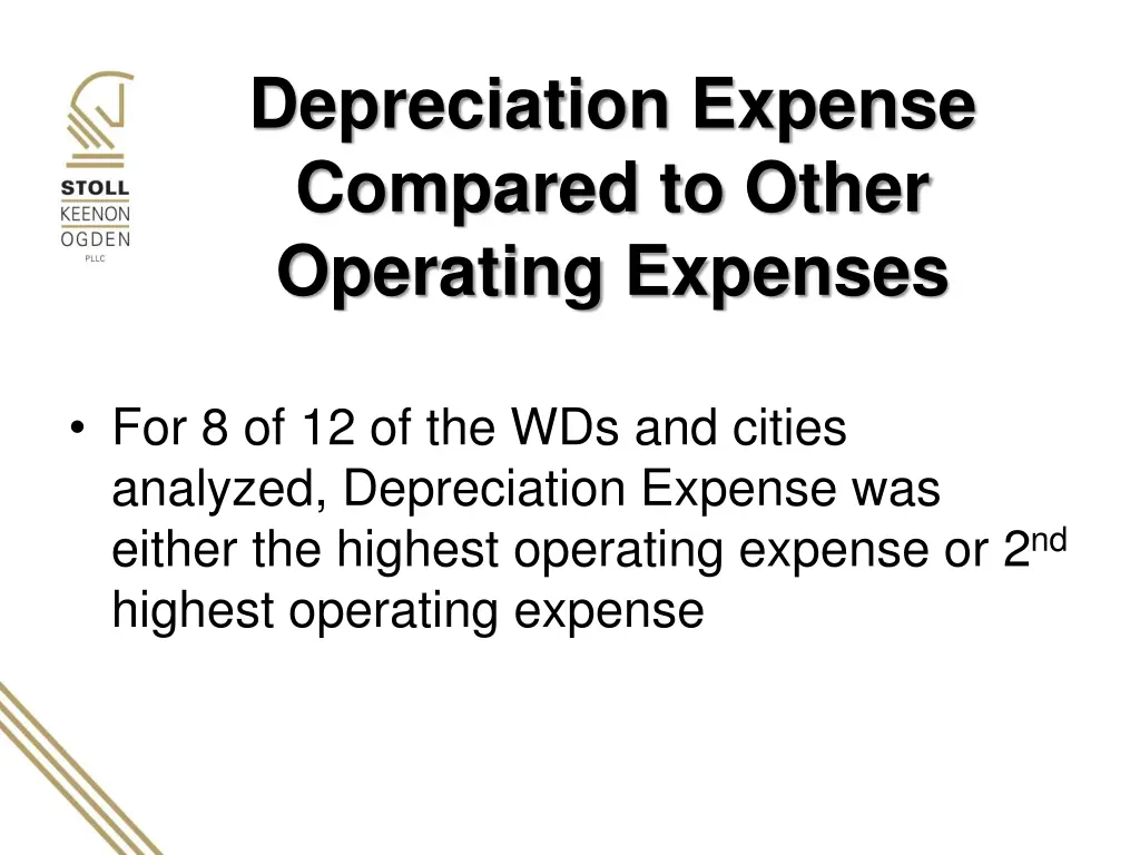depreciation expense compared to other operating