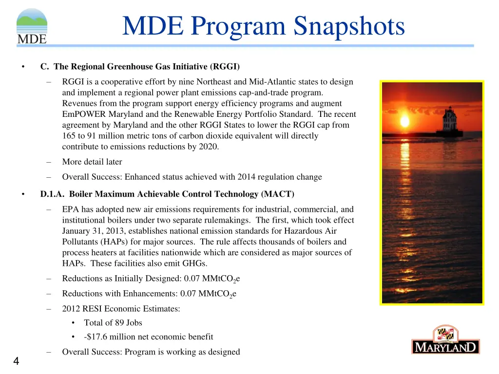 mde program snapshots