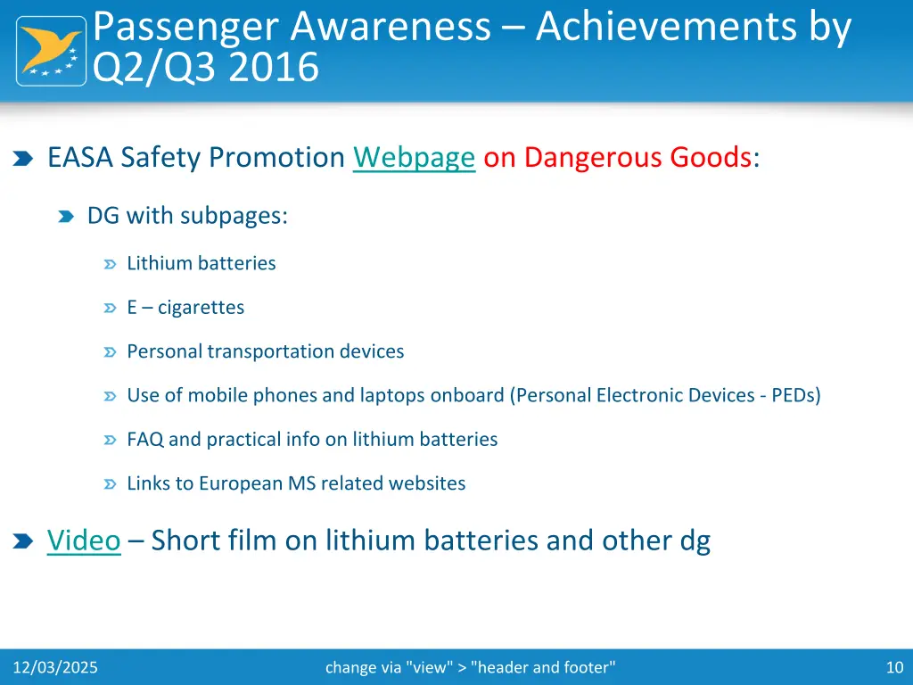 passenger awareness achievements by q2 q3 2016