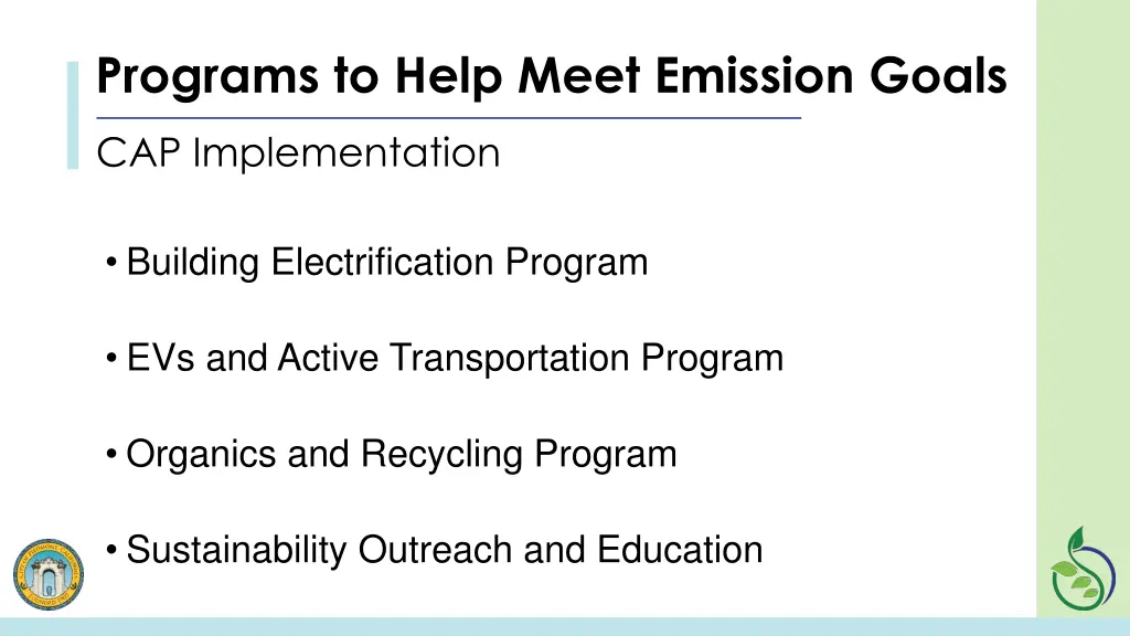 programs to help meet emission goals