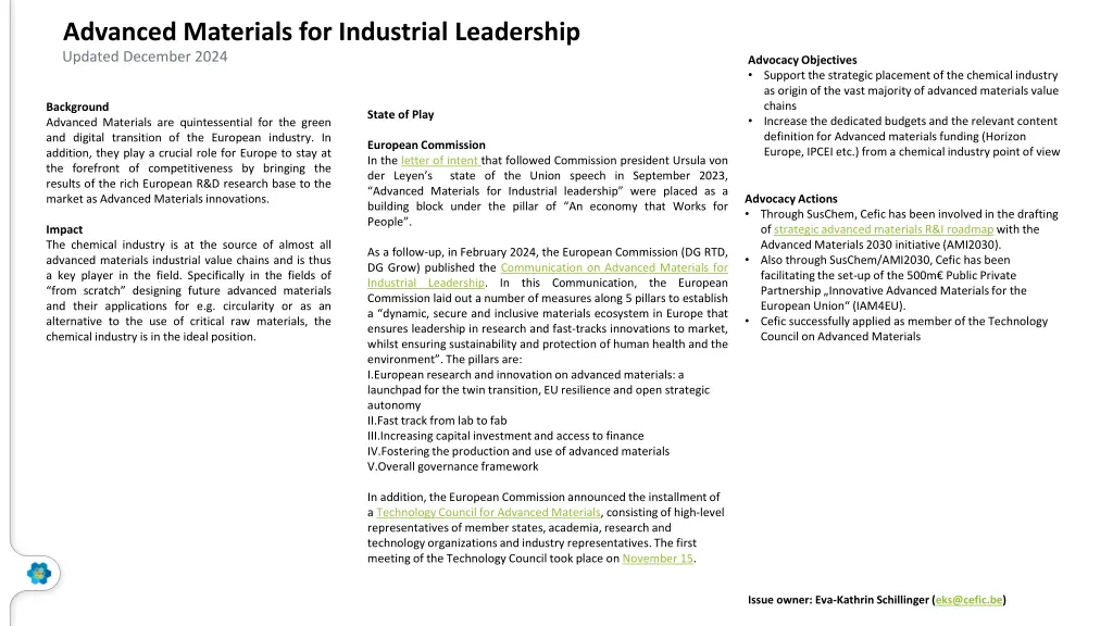 advanced materials for industrial leadership