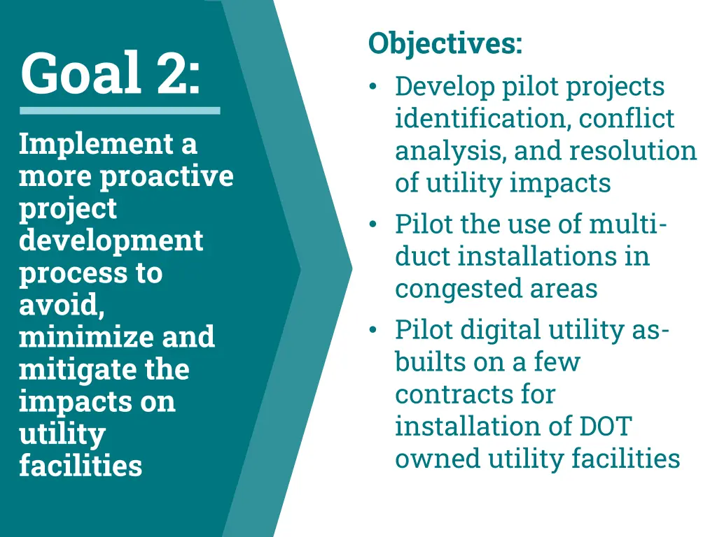 objectives develop pilot projects identification