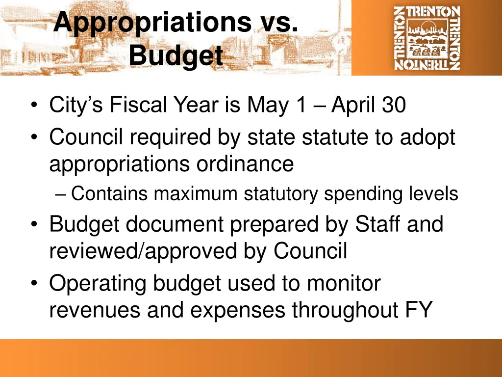 appropriations vs budget