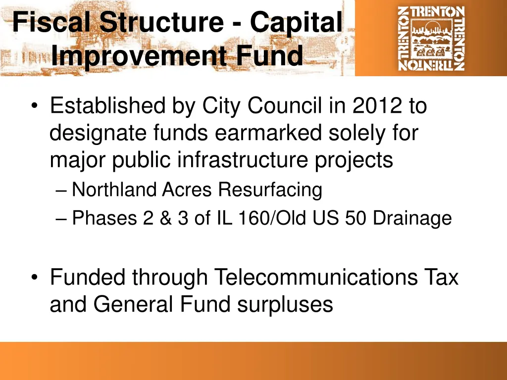 fiscal structure capital improvement fund
